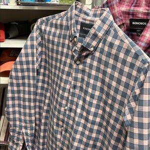Bonobos Blue and Pink Plaid Men's Shirt
